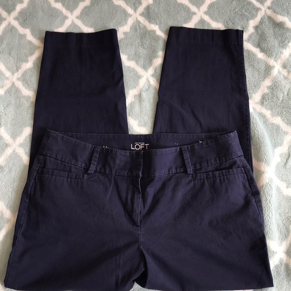 8P Navy ankle casual pants LOFT